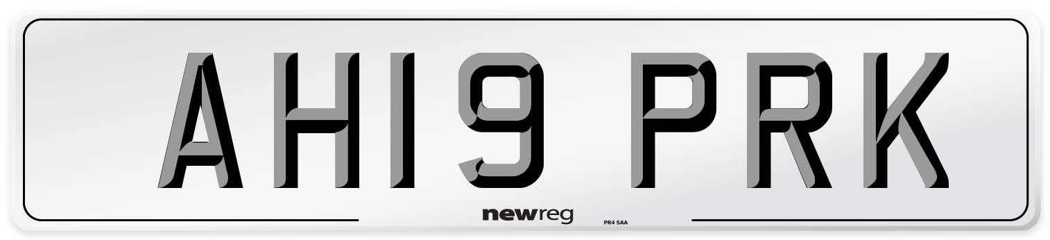 AH19 PRK Number Plate from New Reg